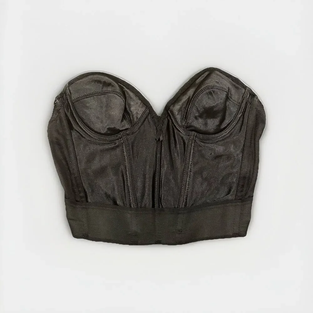 Vintage Victoria's Secret Black Strapless Bustier Bra Top 34A Lingerie Style 462